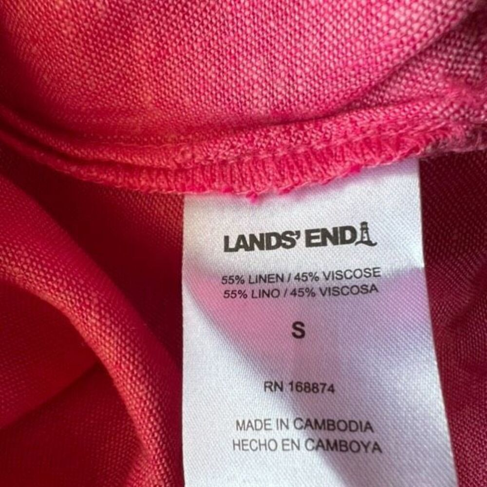 LANDS’ END Linen Tunic Women’s Size Small Hot Pink Split Neck Pockets NWT Top - Picture 12 of 14